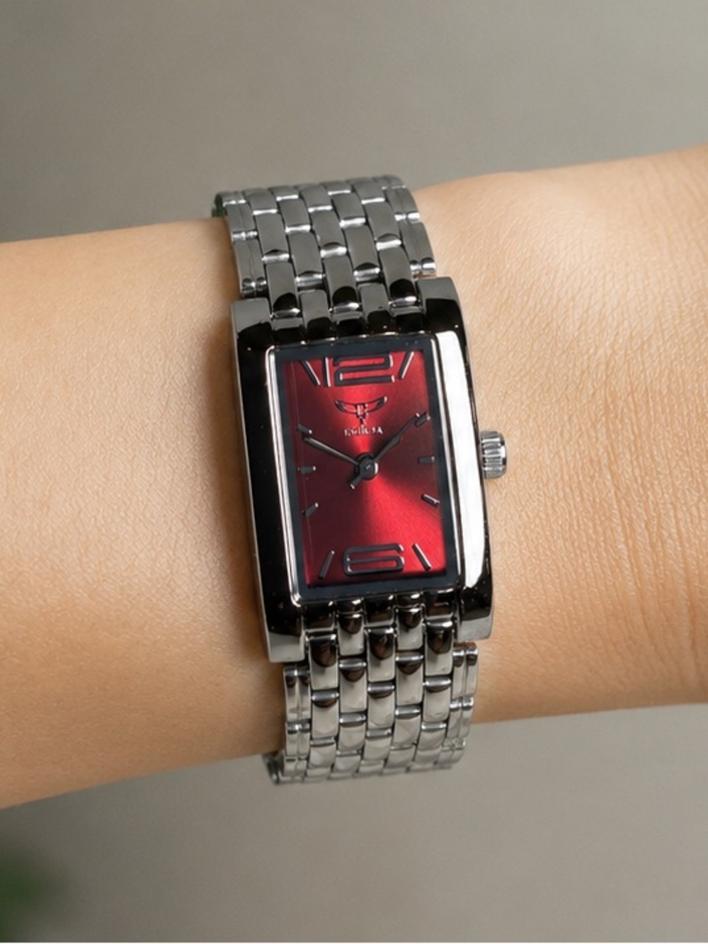 Invicta women’s Silver Bracelet Watch with Red Dial